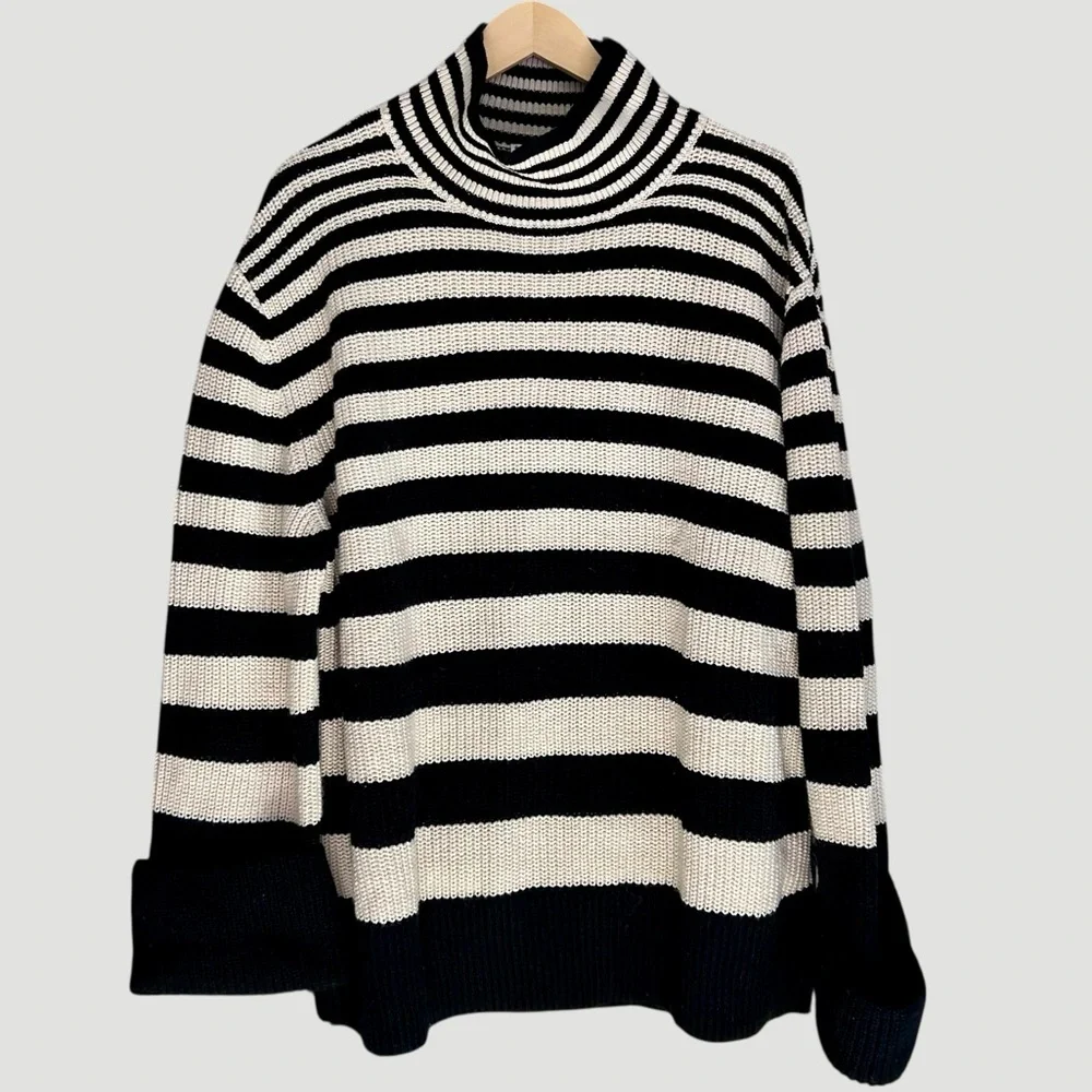 & Other Stories Stockholm Atelier Wool Blend Striped Turtleneck Sweater Sz Large - Picture 2 of 9
